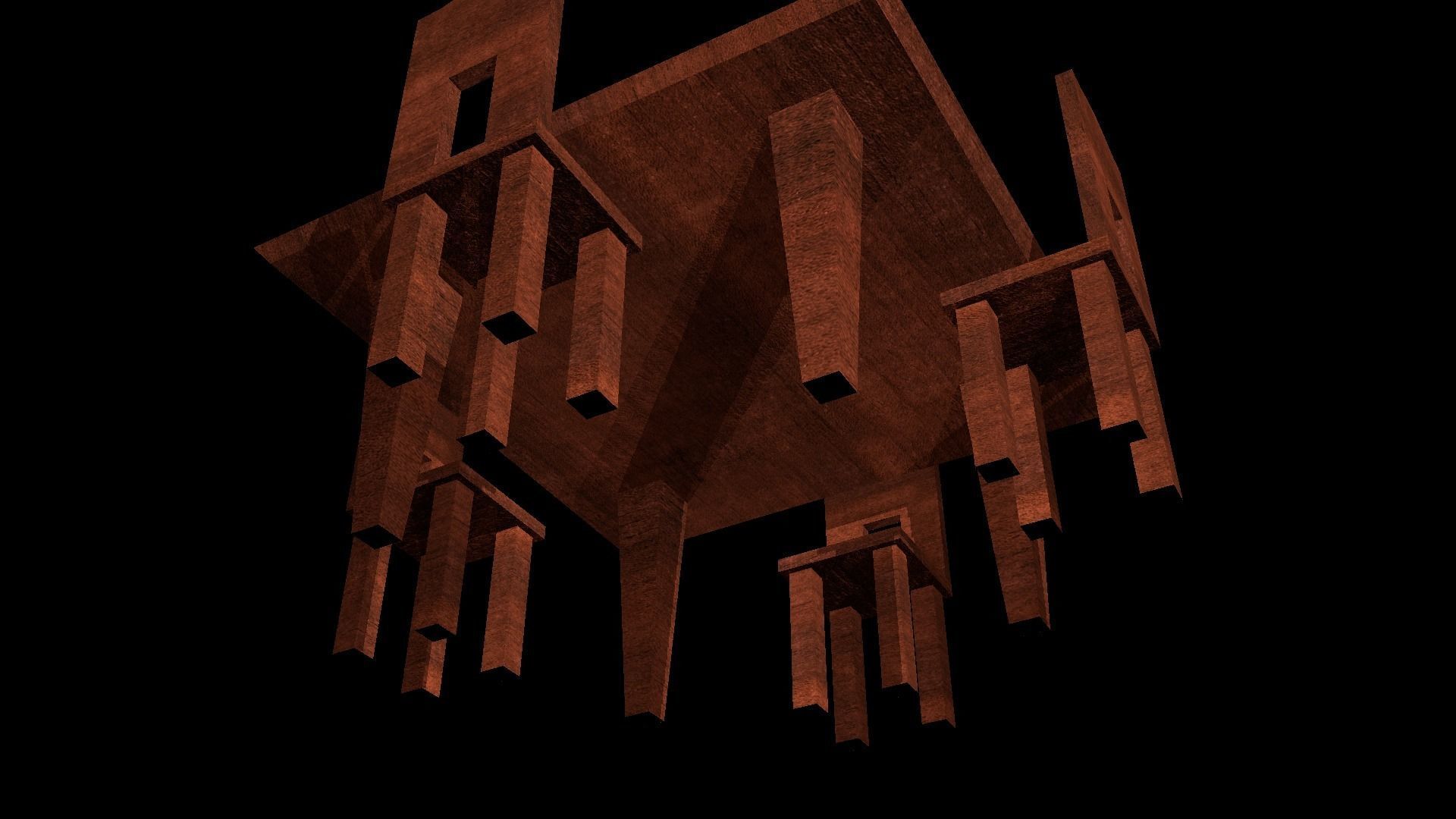 Simple table and chairs Low-poly 3D model_2