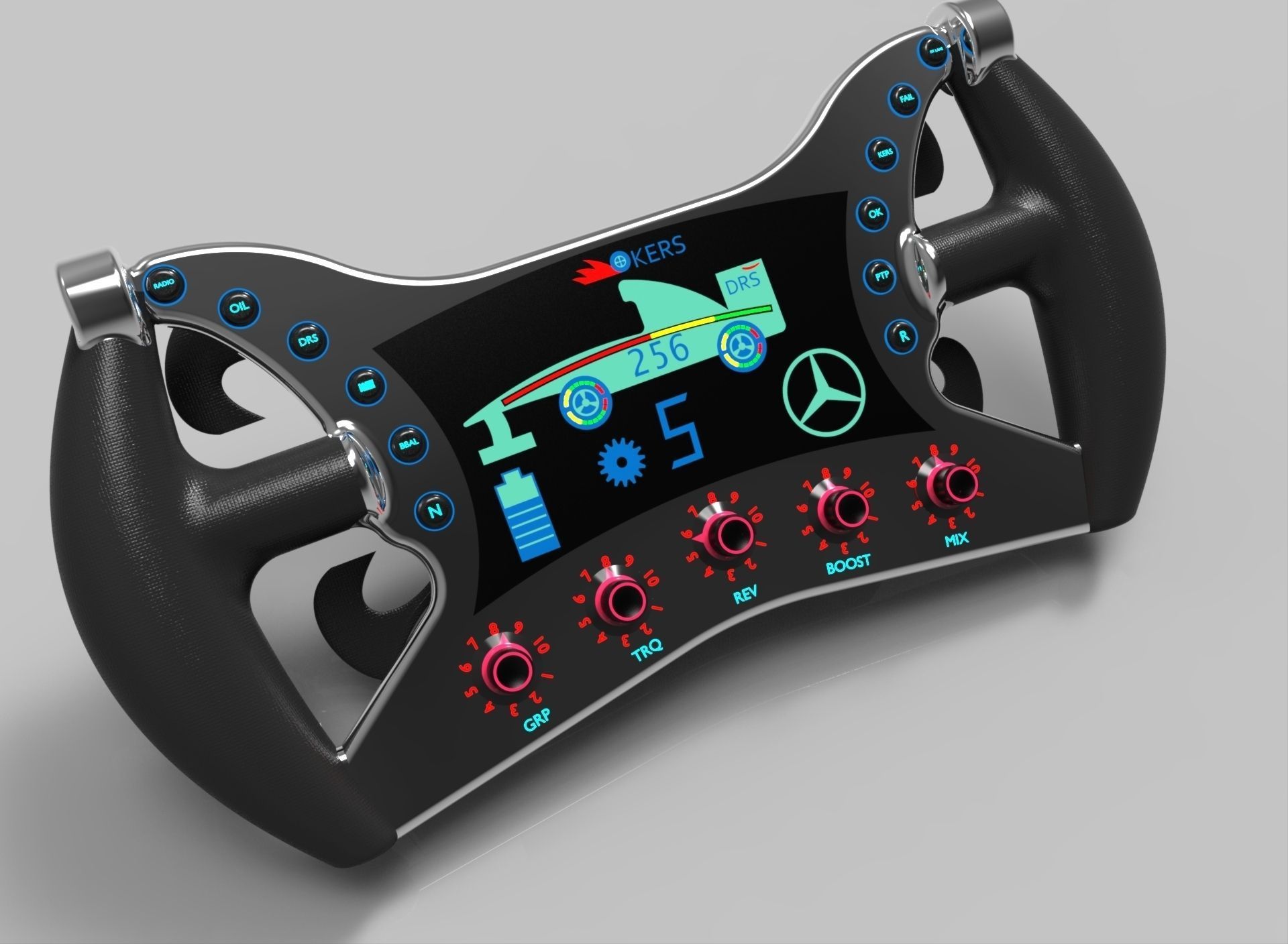 F1 Steering Wheel Free 3D model_5