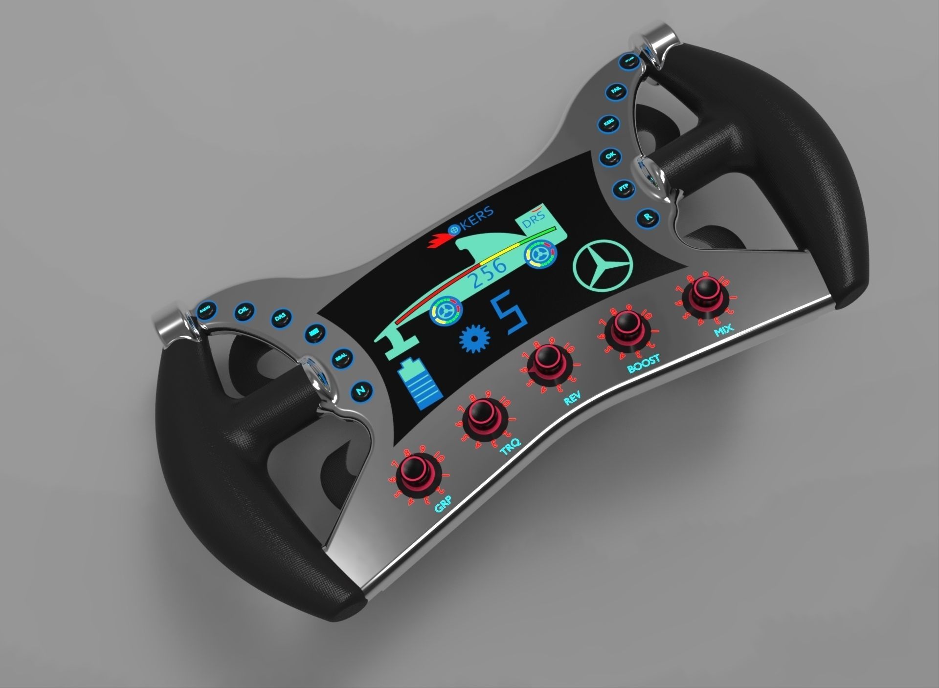 F1 Steering Wheel Free 3D model_7