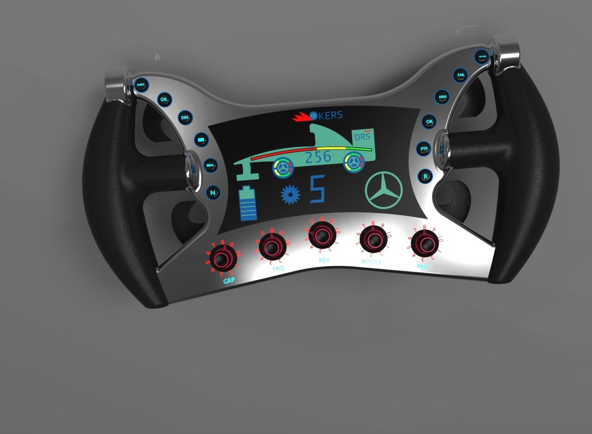 F1 Steering Wheel Free 3D model_11