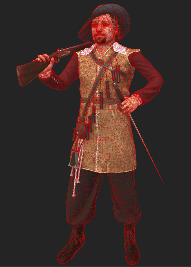 musketeer game model Low-poly 3D model_5