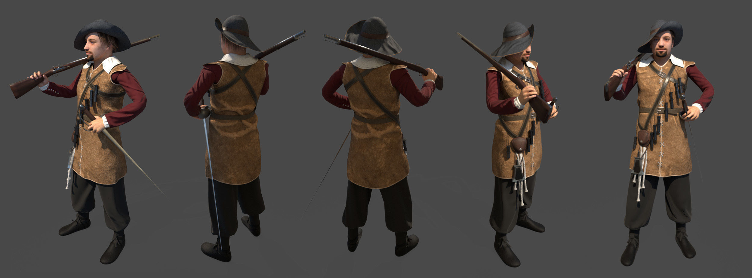 musketeer game model Low-poly 3D model_4