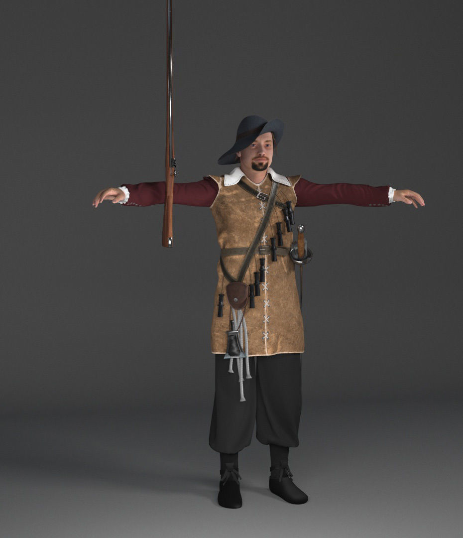 musketeer game model Low-poly 3D model_3