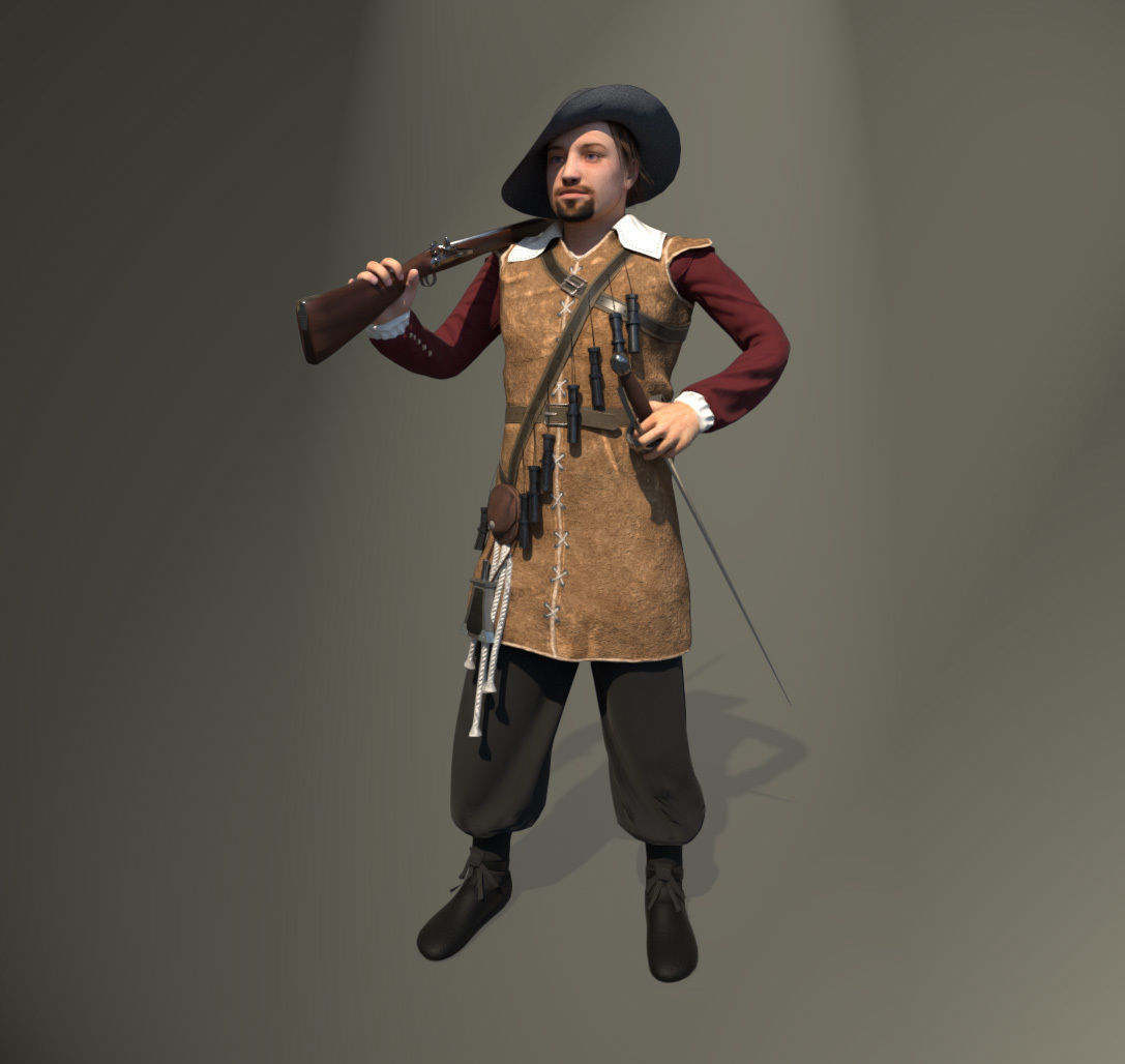 musketeer game model Low-poly 3D model_7
