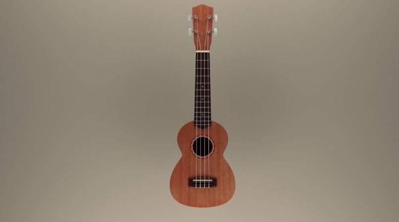 Ukulele wooden 3D model_1