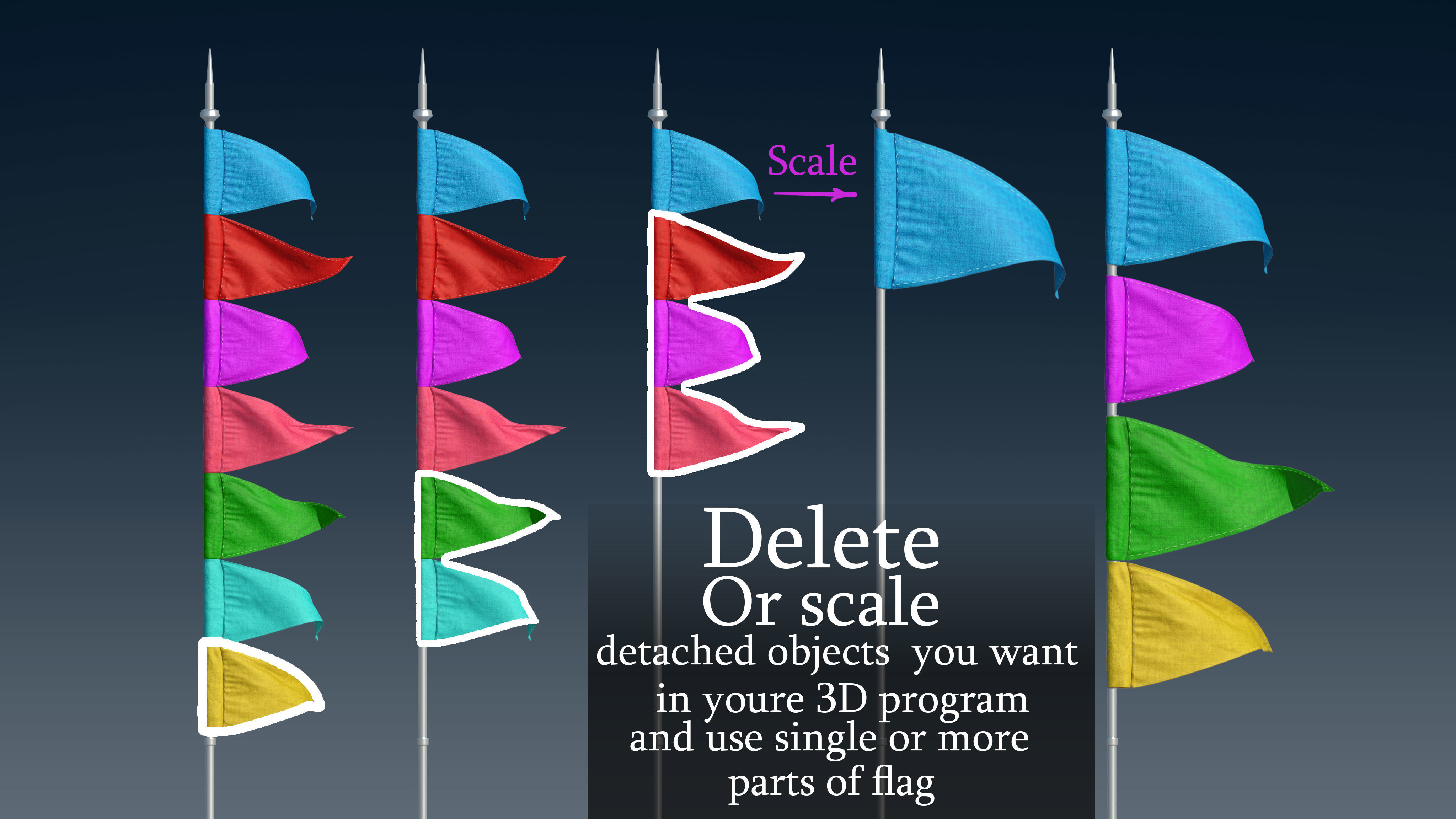 TRIANGLE FLAG ANIMATED 3D model_3