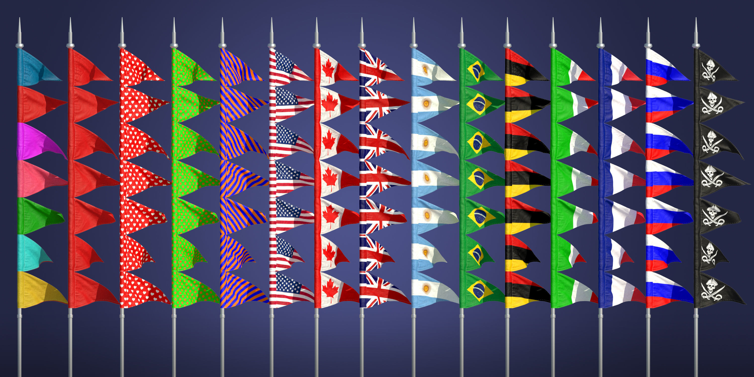 TRIANGLE FLAG ANIMATED 3D model_1