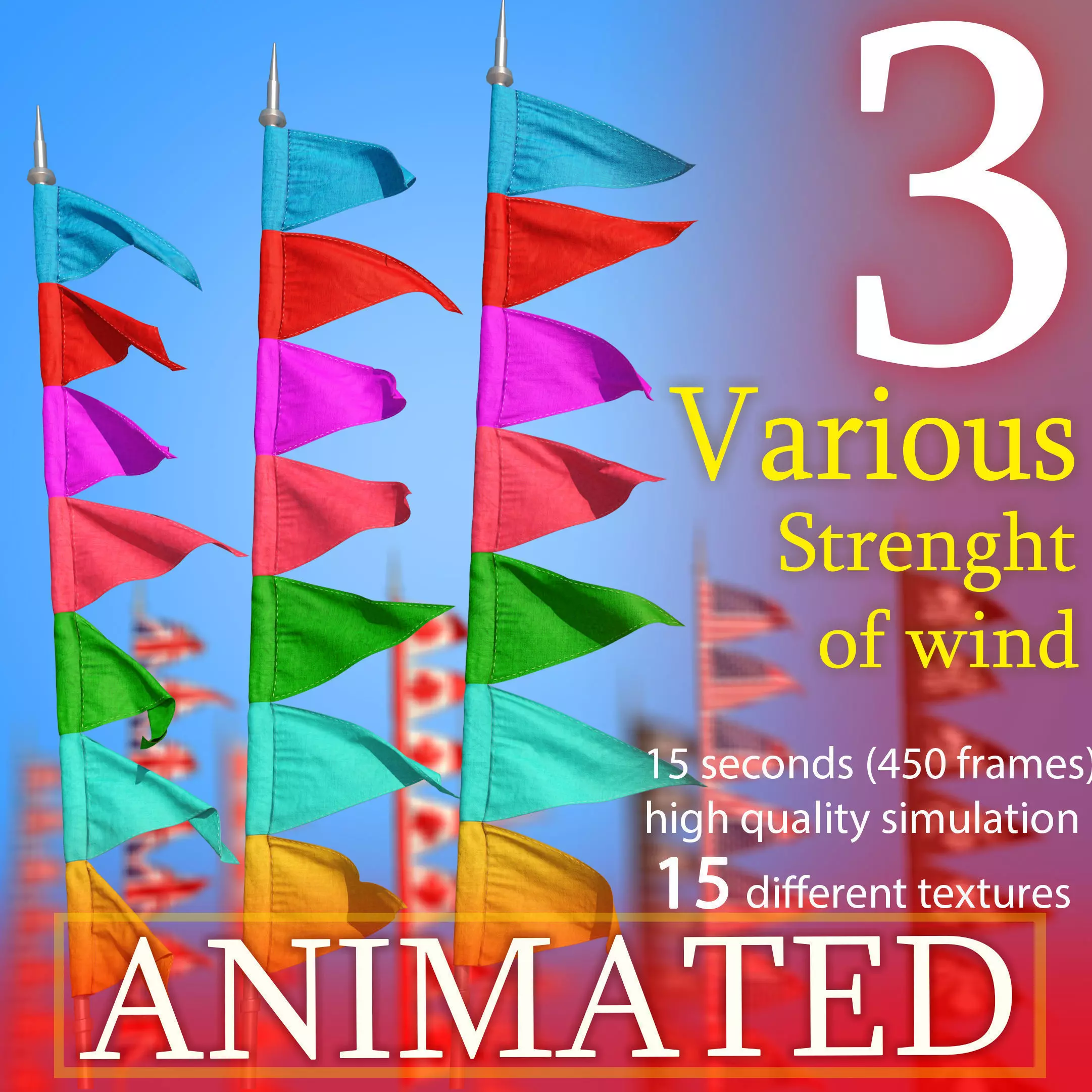 TRIANGLE FLAG ANIMATED 3D model_0