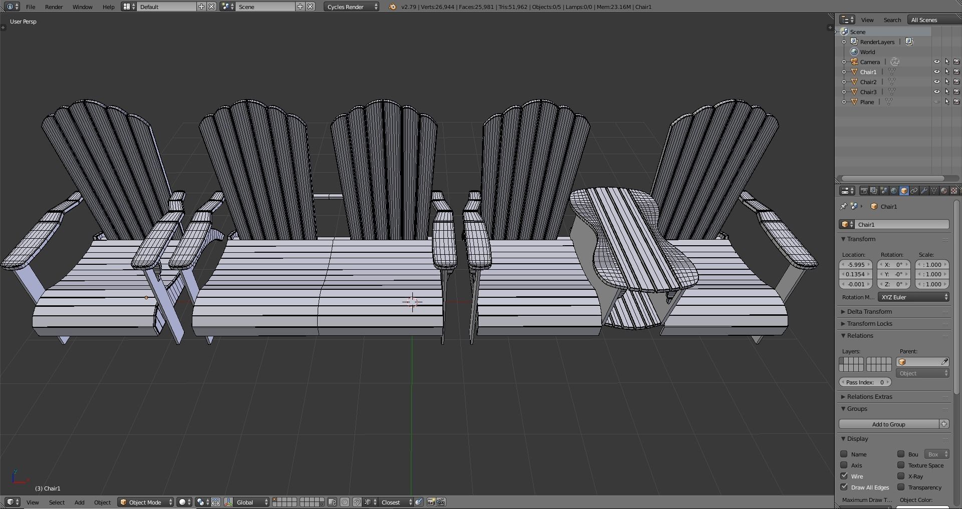 Fishing Chair Low-poly 3D model_4