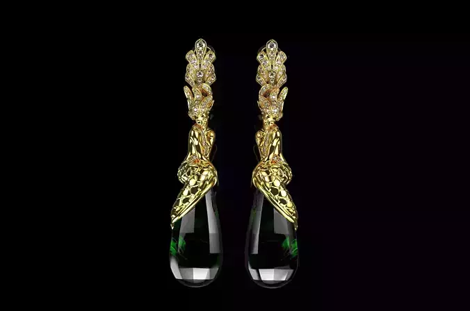 Mermaid Earrings in Gold Mermaid Jewelry