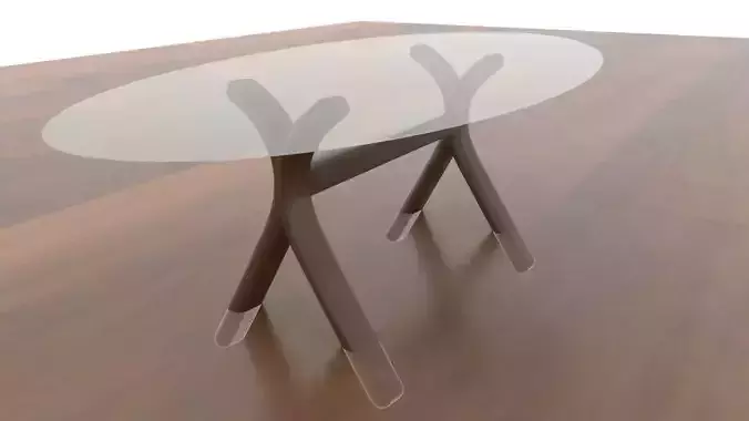 table with two legs and glass top