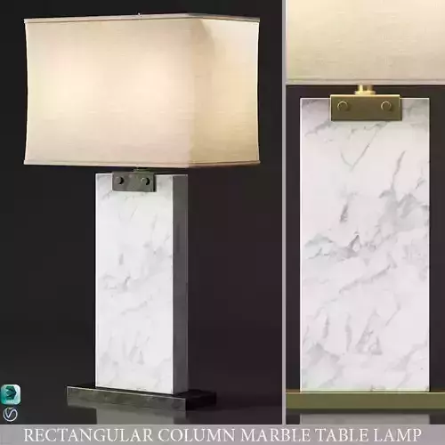 RH RECTANGULAR COLUMN MARBLE TABLE LAMP