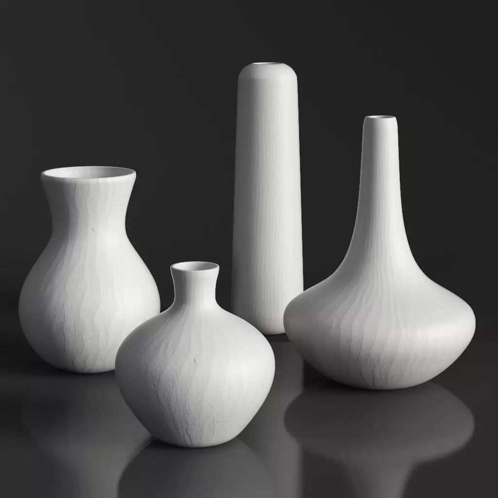 RH MATTE WHITE GLASS VASE COLLECTION Set-02 3D model_0
