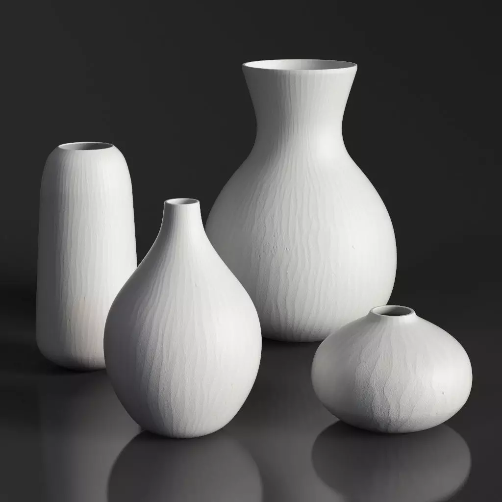 RH MATTE WHITE GLASS VASE COLLECTION Set-01 3D model_0