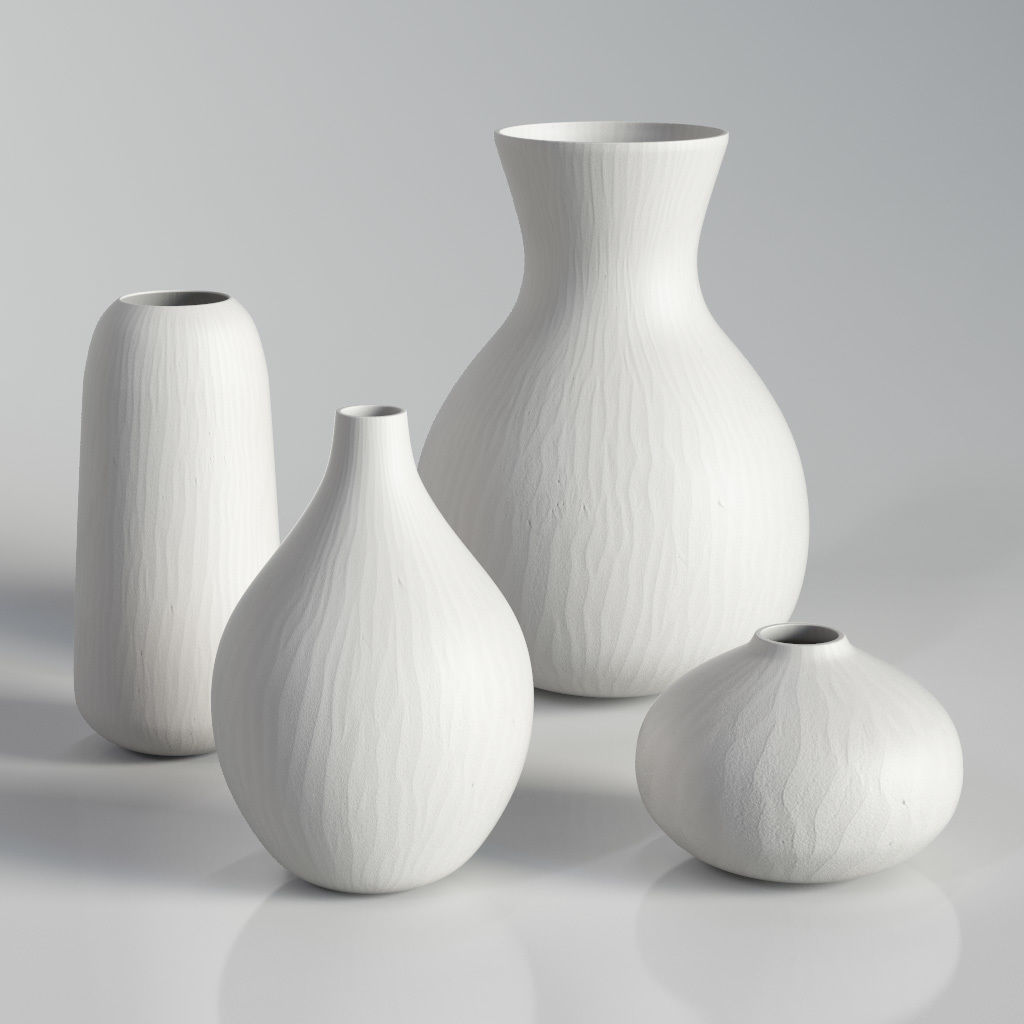 RH MATTE WHITE GLASS VASE COLLECTION Set-01 3D model_1