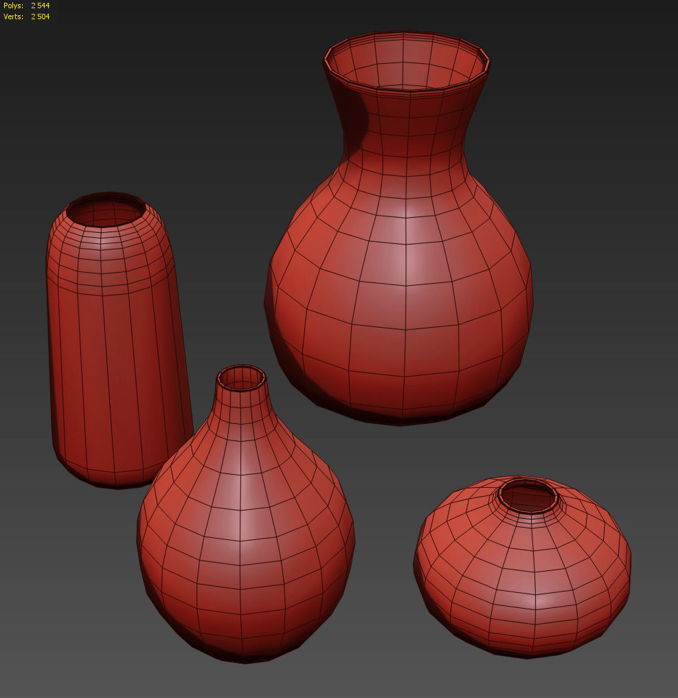 RH MATTE WHITE GLASS VASE COLLECTION Set-01 3D model_2