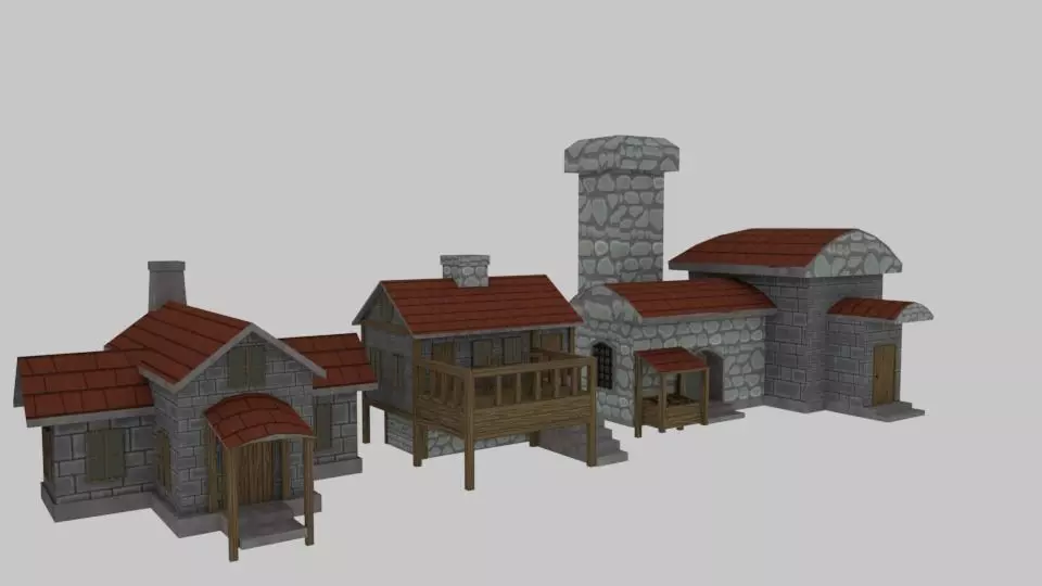 Medieval Fantasy House - Game Pack Low-poly 3D model_0