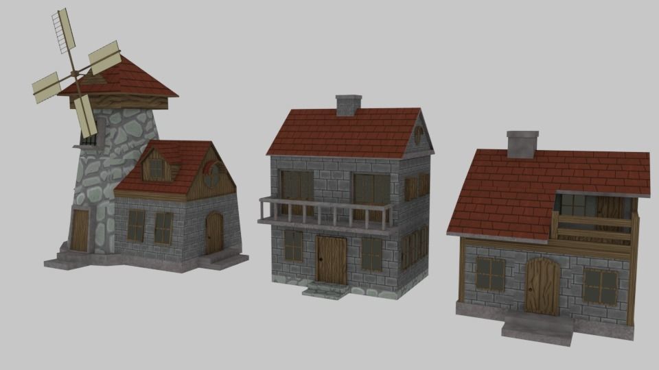 Medieval Fantasy House - Game Pack Low-poly 3D model_1