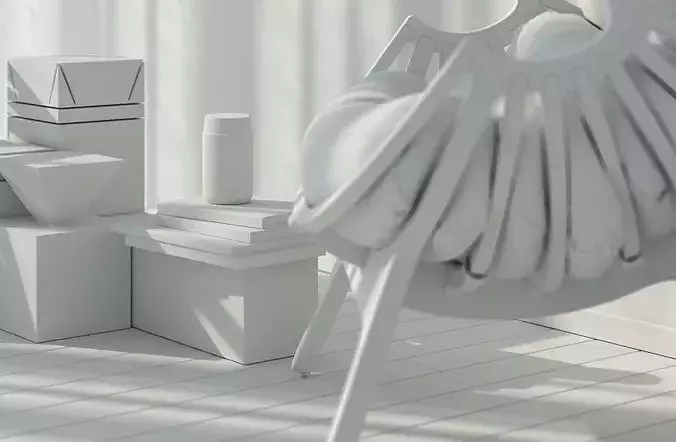 Shell Chair interior scene 3D model 5