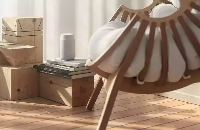 Shell Chair interior scene 3D model 3