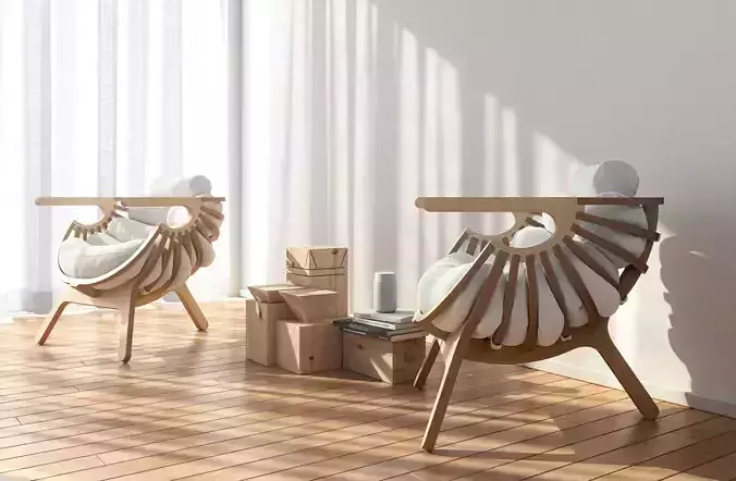 Shell Chair interior scene 3D model