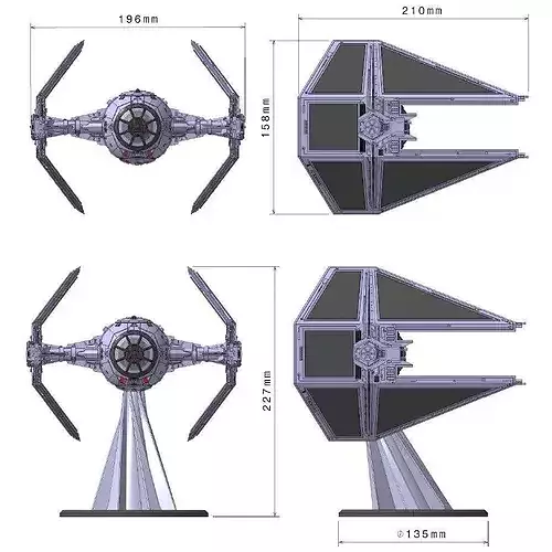 STAR WARS TIE INTERCEPTOR Detailed and printable 3D print model 3