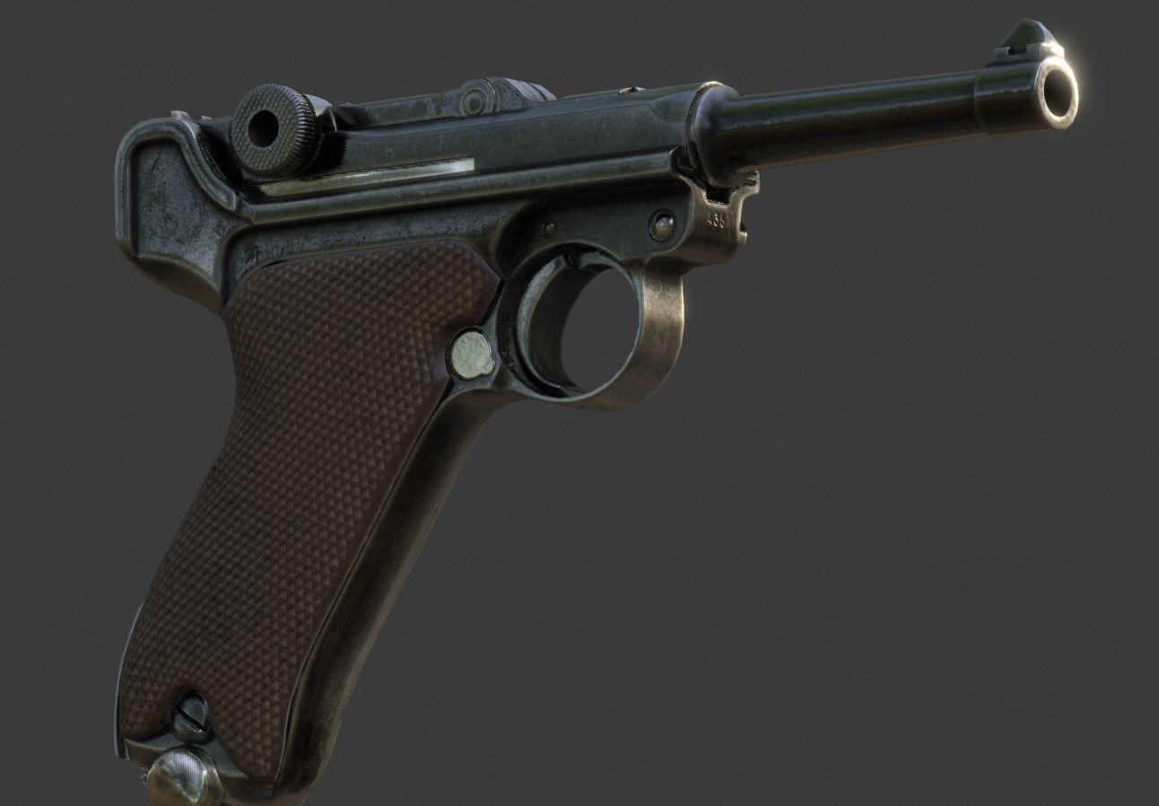 Luger P08 -Parabellum WWII pistol Low-poly 3D model_4