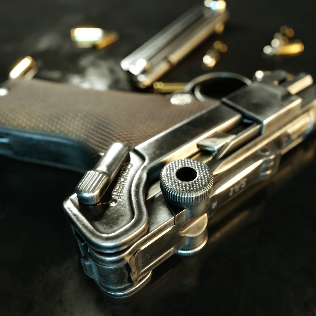 Luger P08 -Parabellum WWII pistol Low-poly 3D model_1