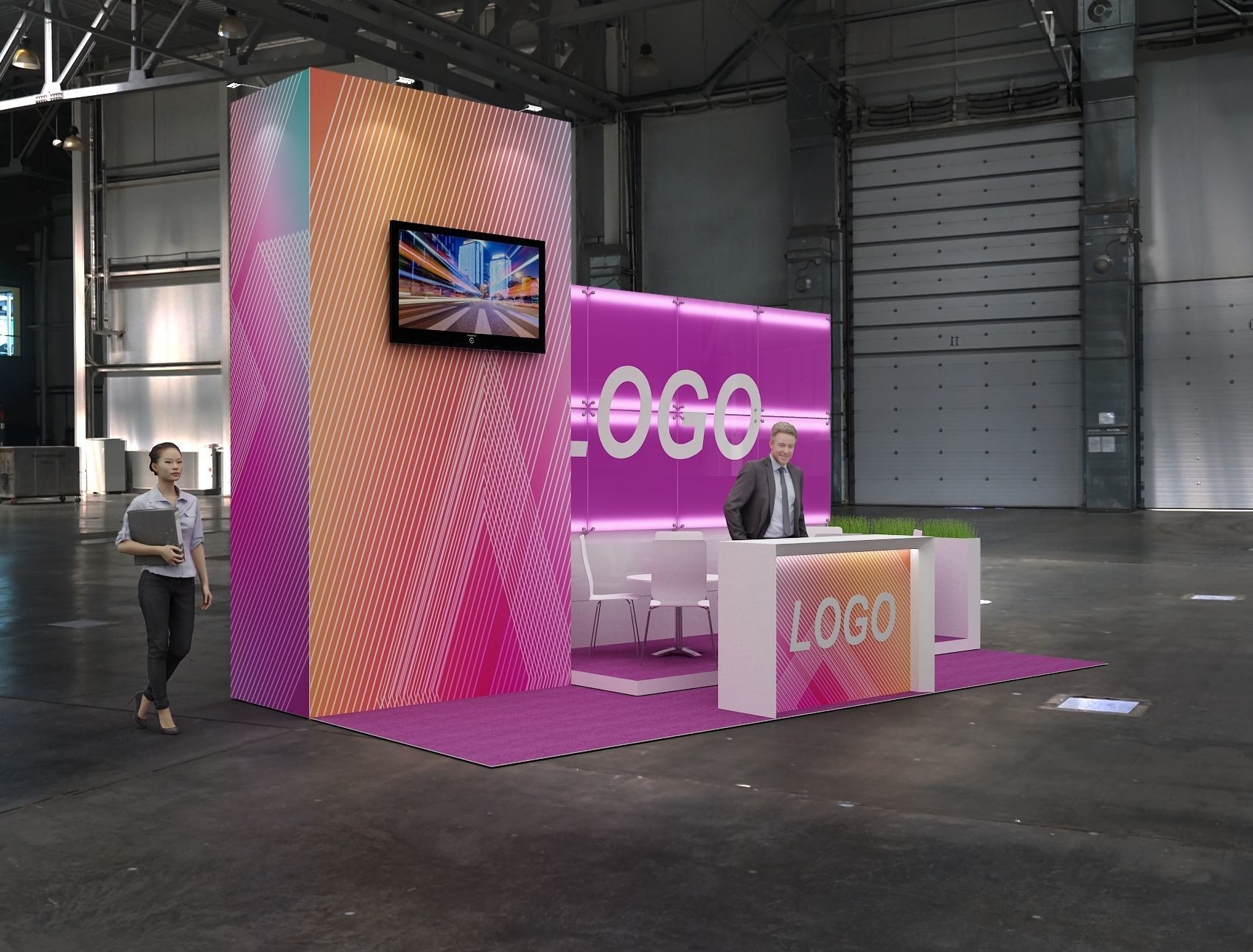 Exhibition stand 6x3 3D model_1