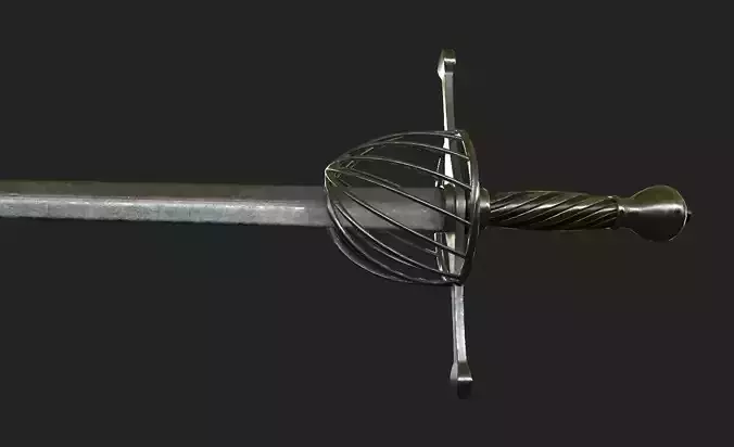 Rapier PBR GameReady sword Low-poly 3D model