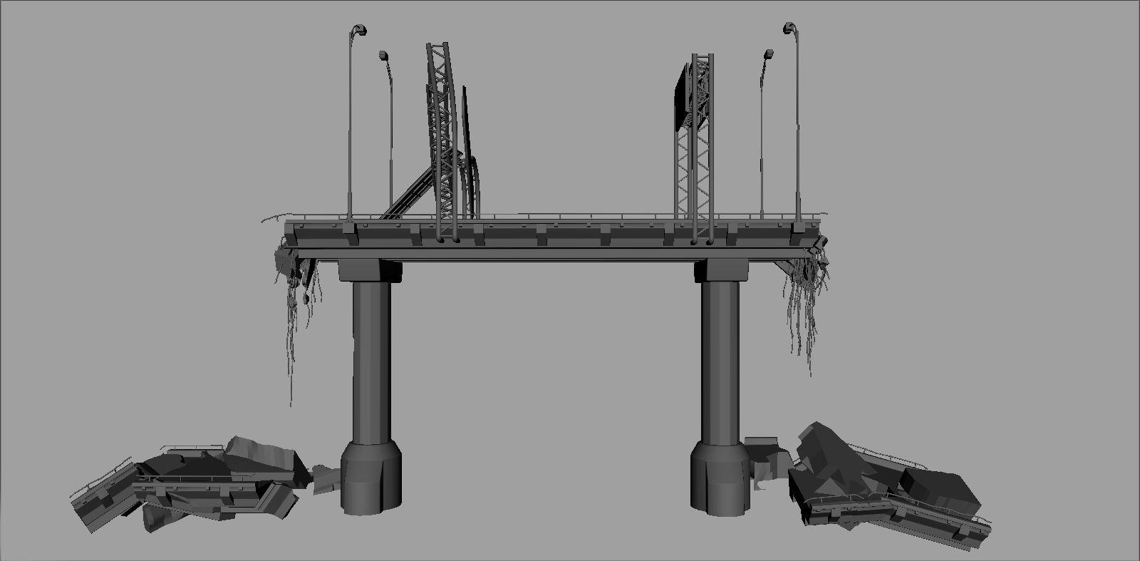 Broken Bridge Low-poly 3D model_21