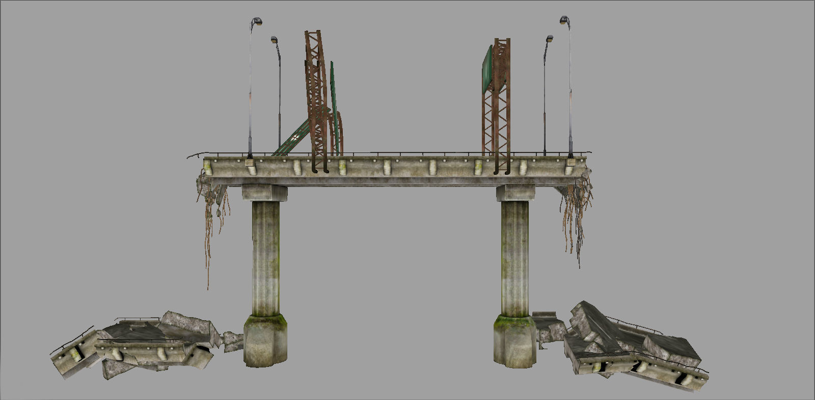 Broken Bridge Low-poly 3D model_19
