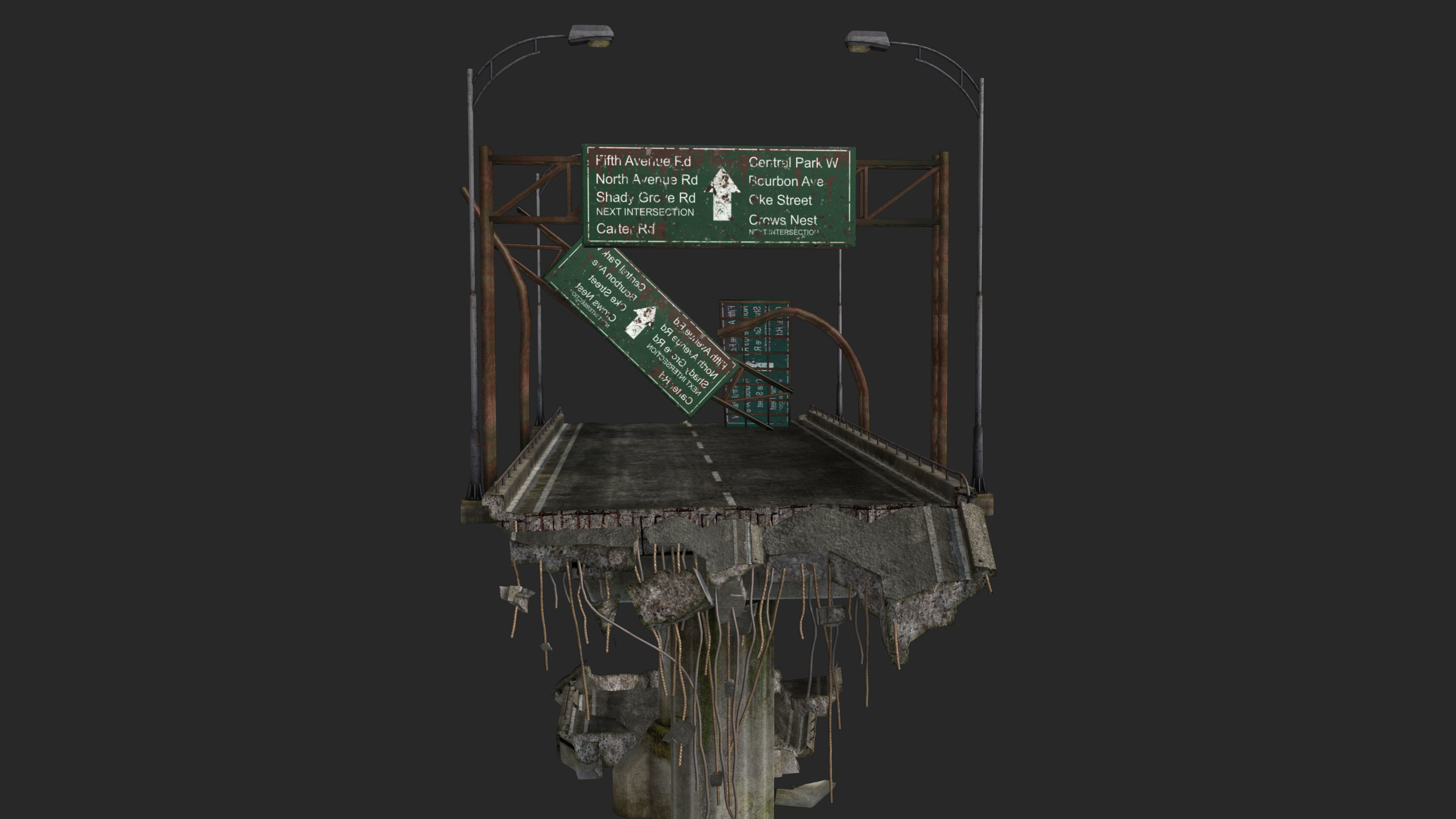 Broken Bridge Low-poly 3D model_4