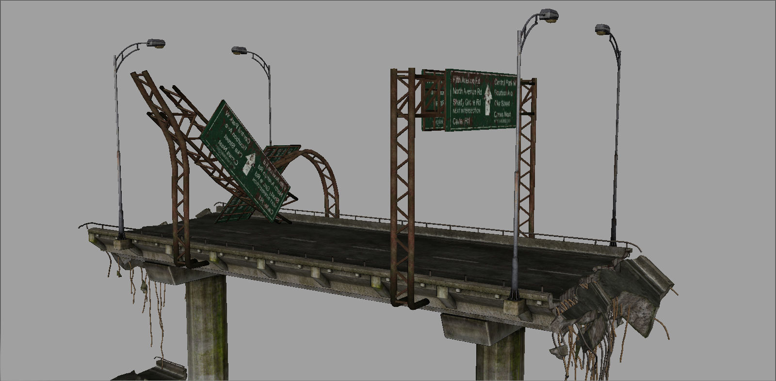 Broken Bridge Low-poly 3D model_6