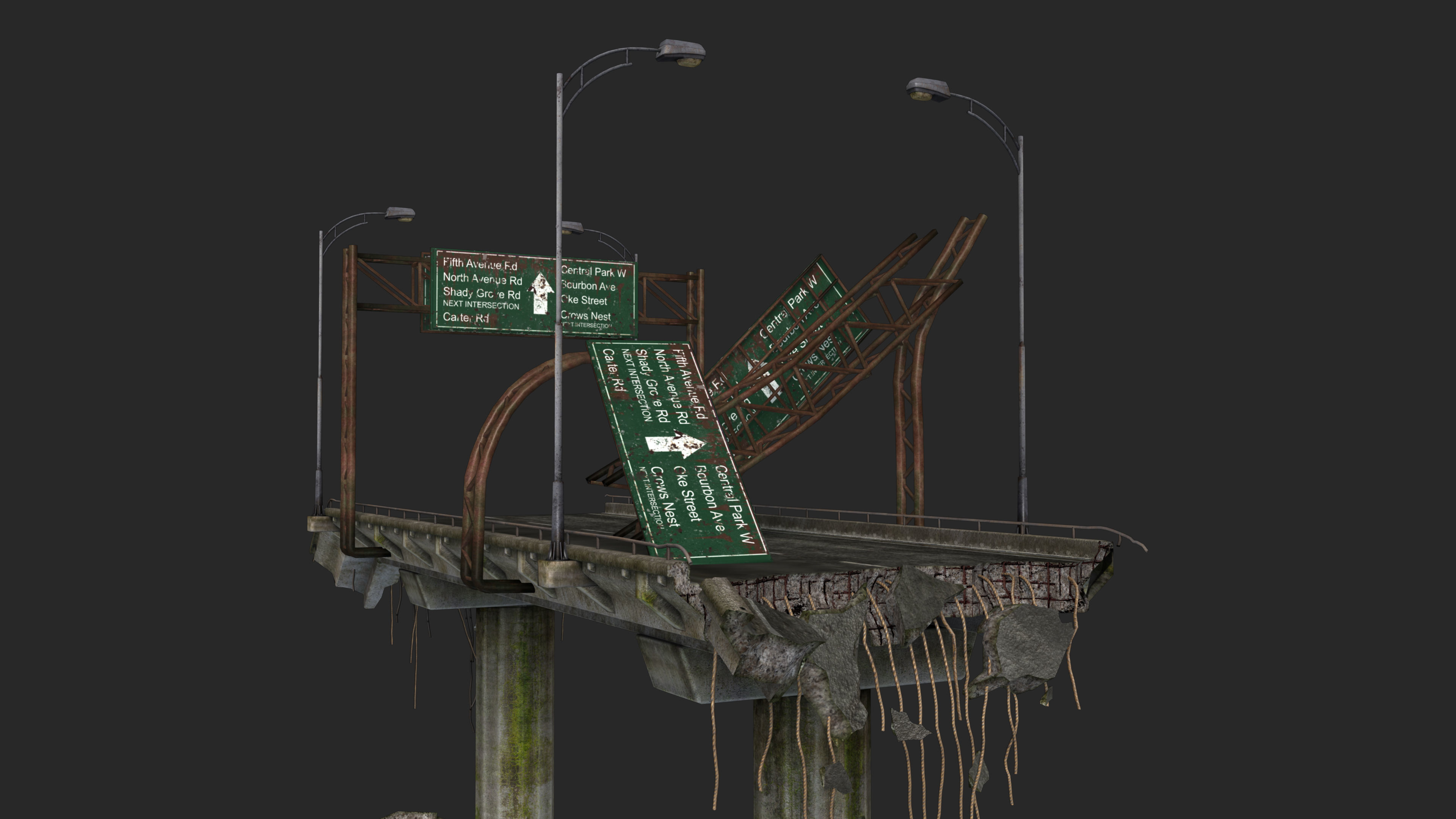 Broken Bridge Low-poly 3D model_3