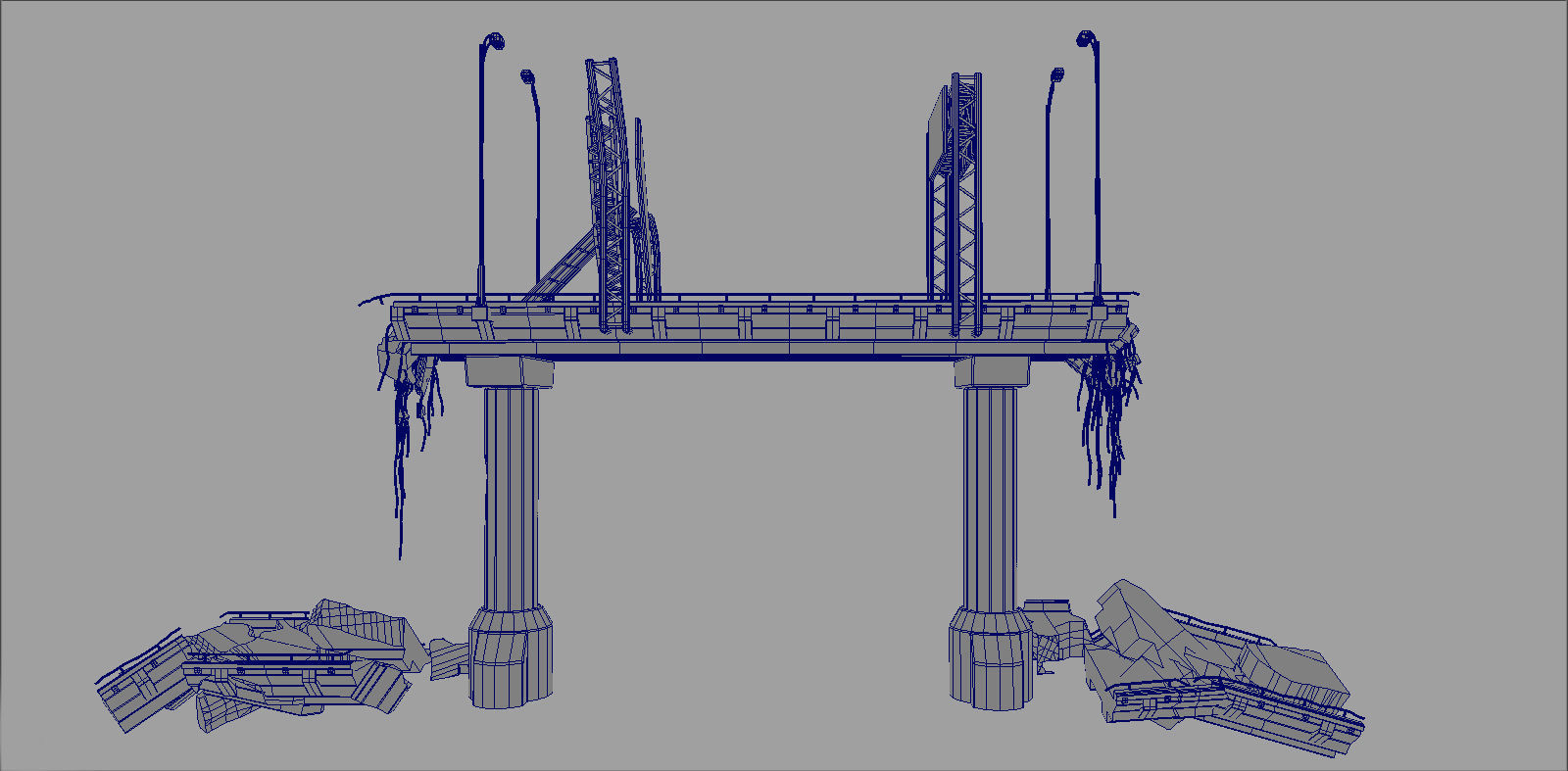 Broken Bridge Low-poly 3D model_20