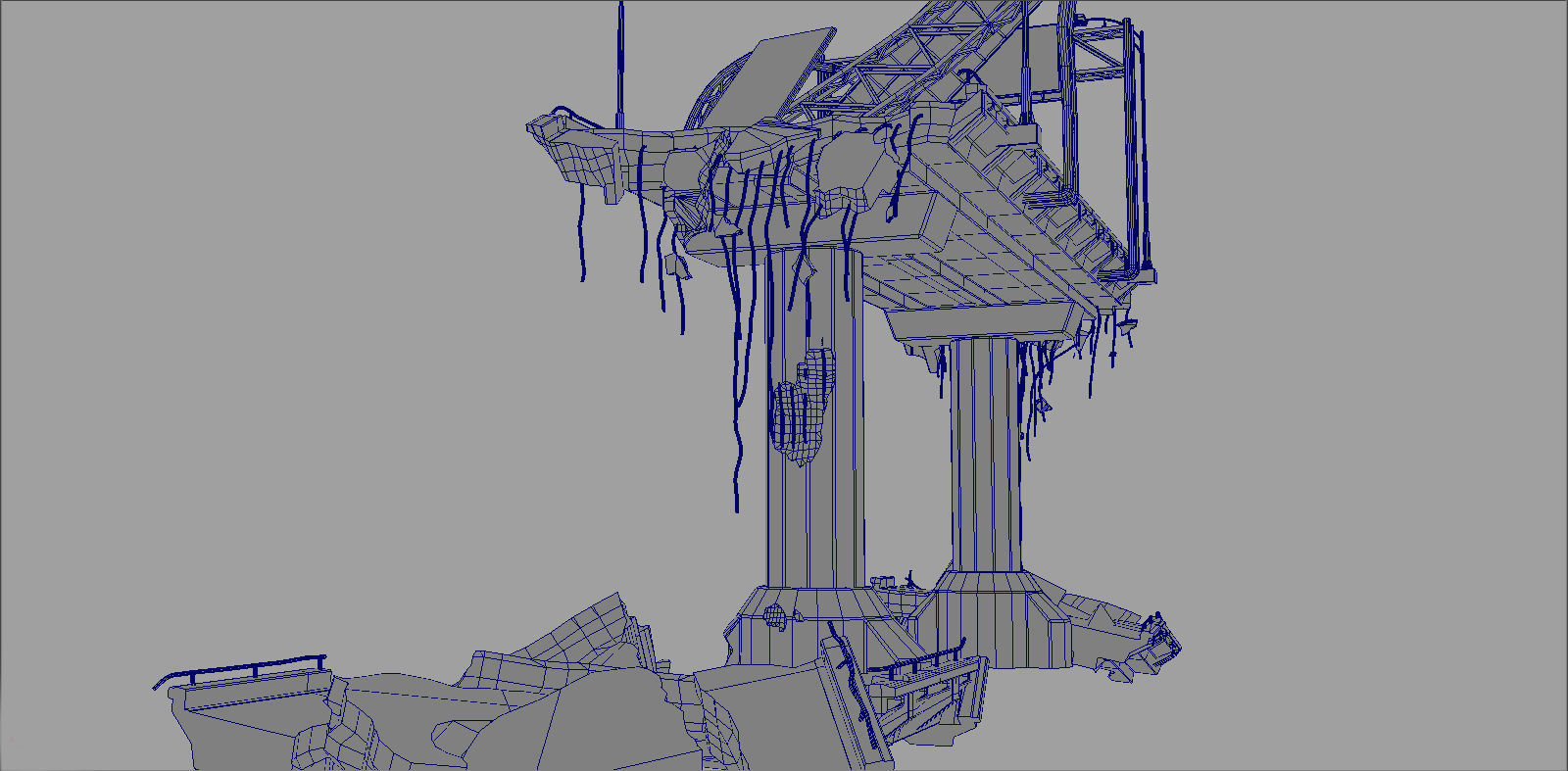 Broken Bridge Low-poly 3D model_16