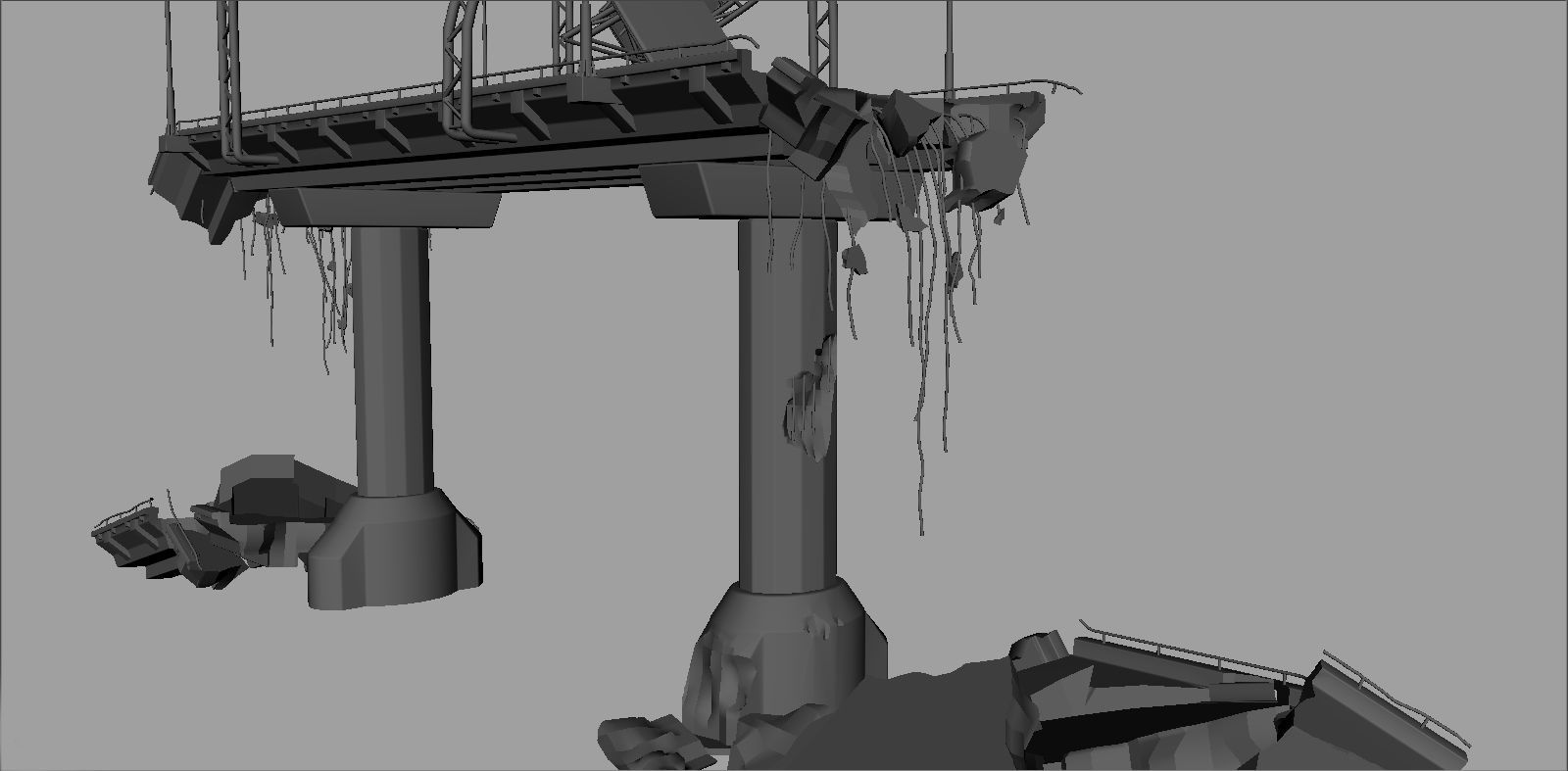 Broken Bridge Low-poly 3D model_29