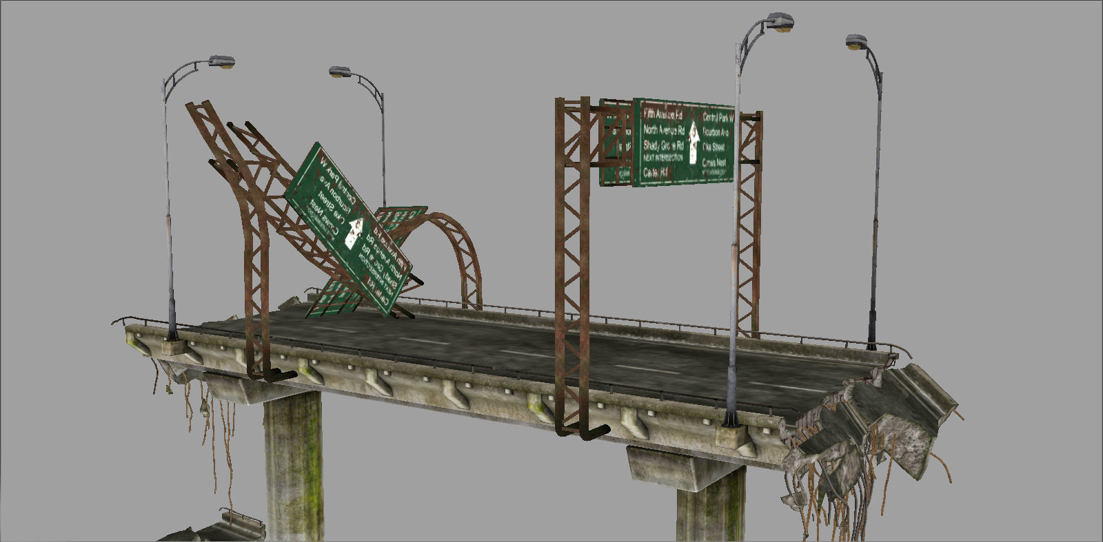 Broken Bridge Low-poly 3D model_7