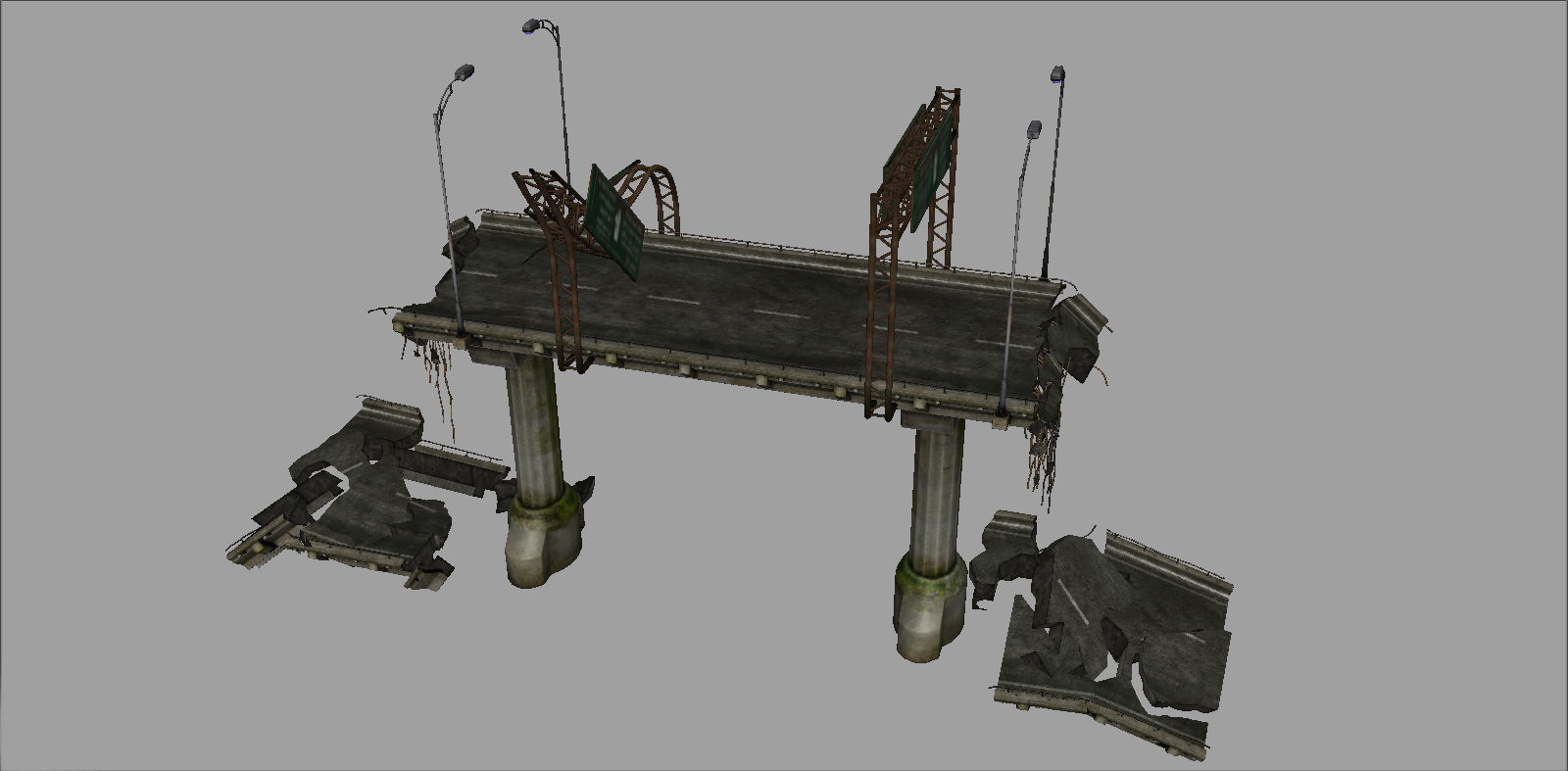 Broken Bridge Low-poly 3D model_22