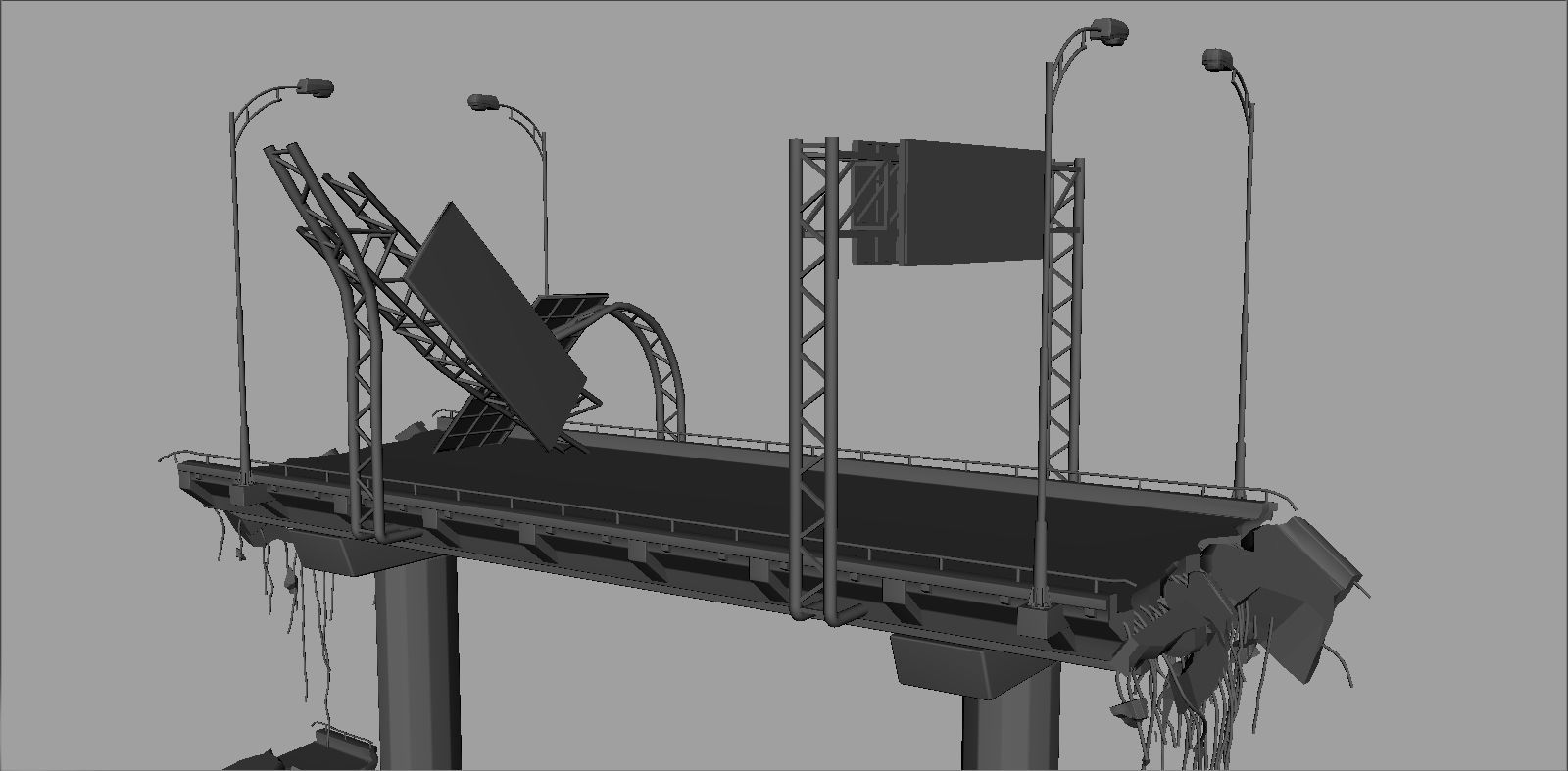 Broken Bridge Low-poly 3D model_9