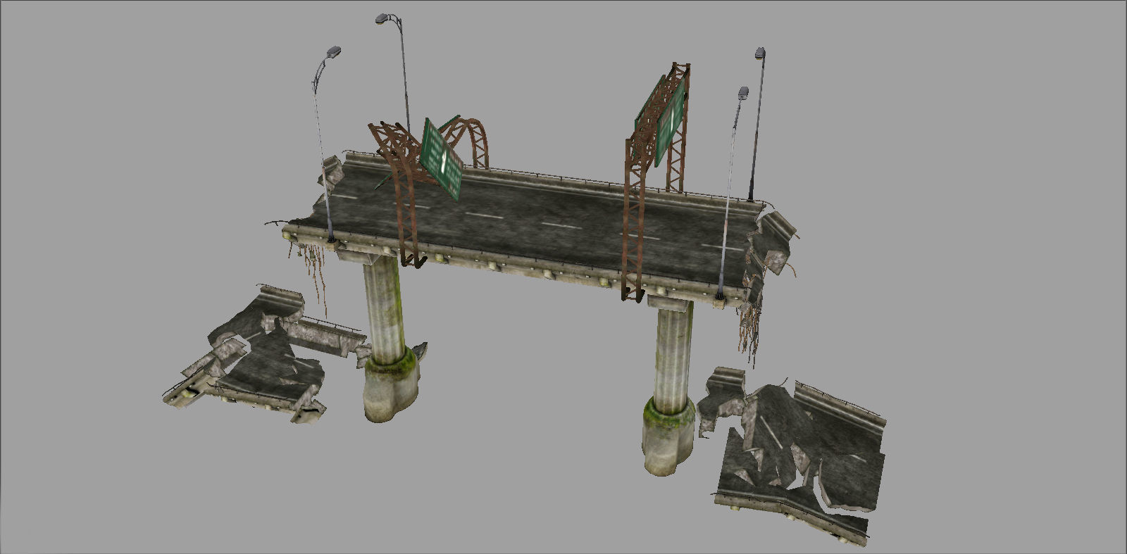 Broken Bridge Low-poly 3D model_23