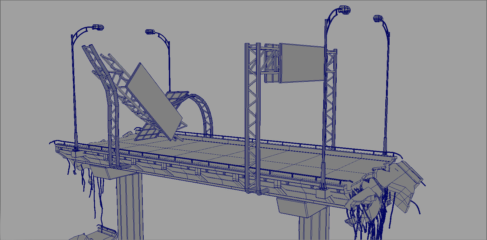 Broken Bridge Low-poly 3D model_8
