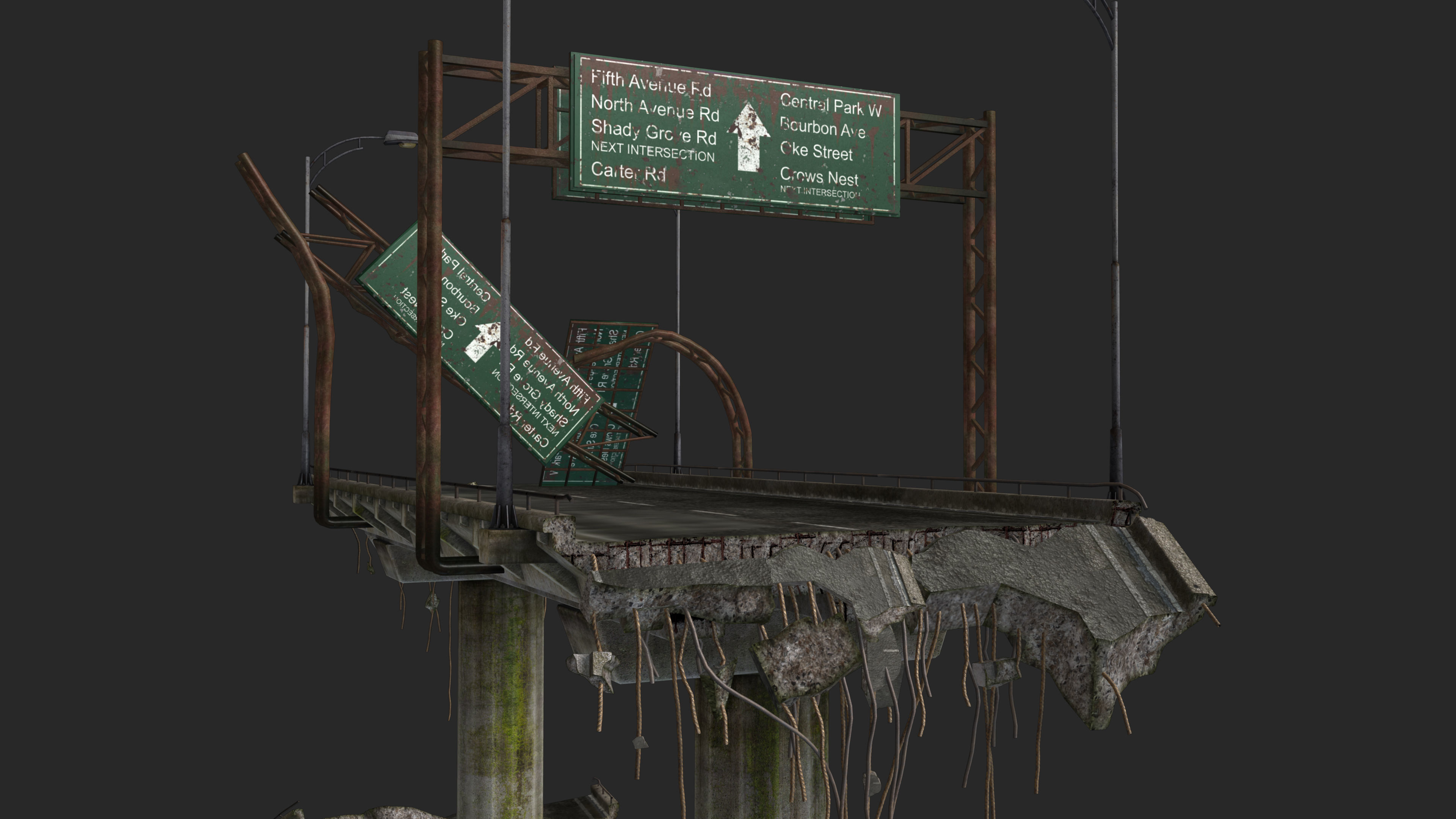 Broken Bridge Low-poly 3D model_5