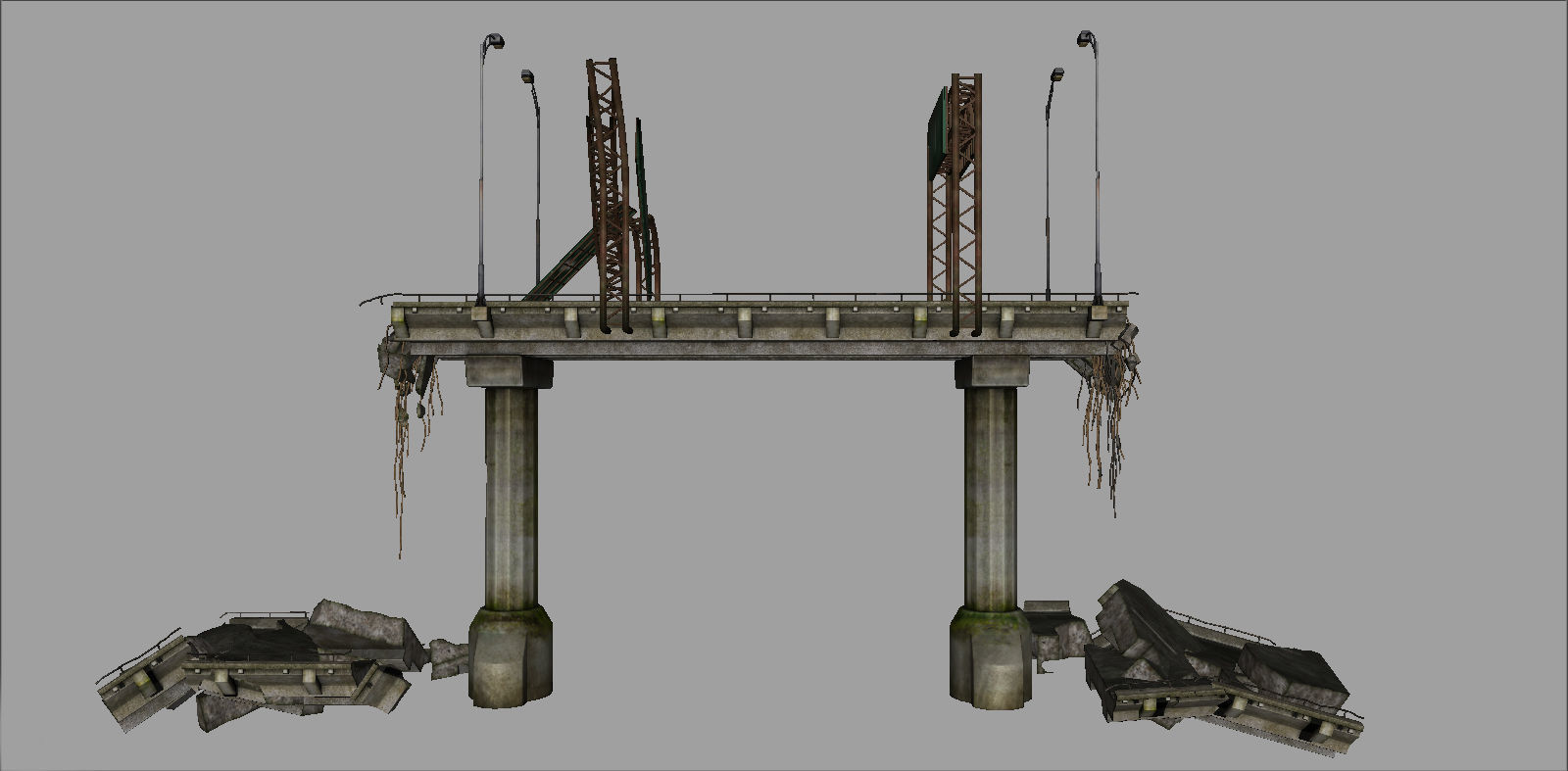 Broken Bridge Low-poly 3D model_18