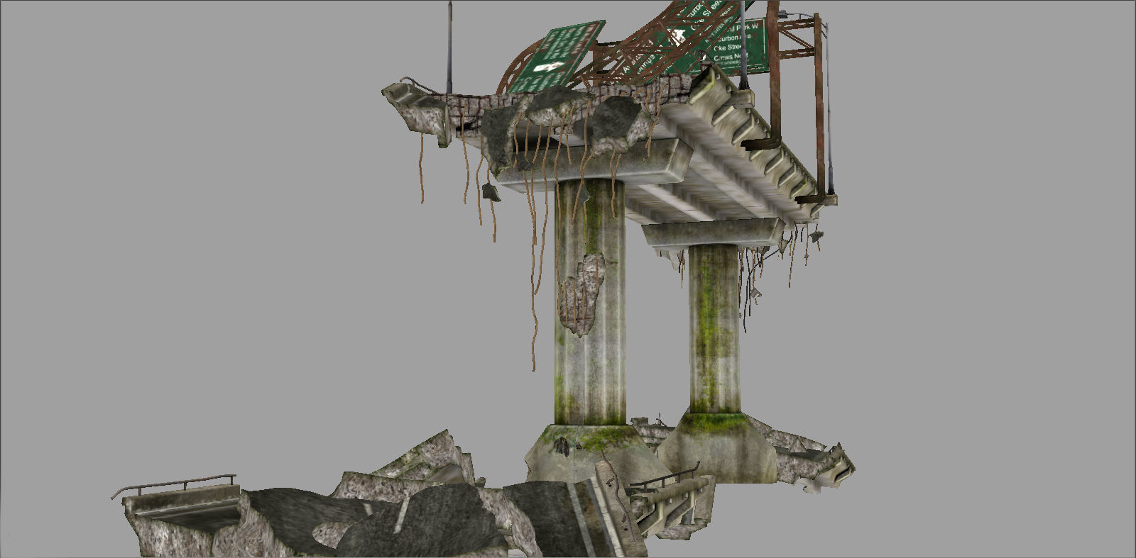 Broken Bridge Low-poly 3D model_15