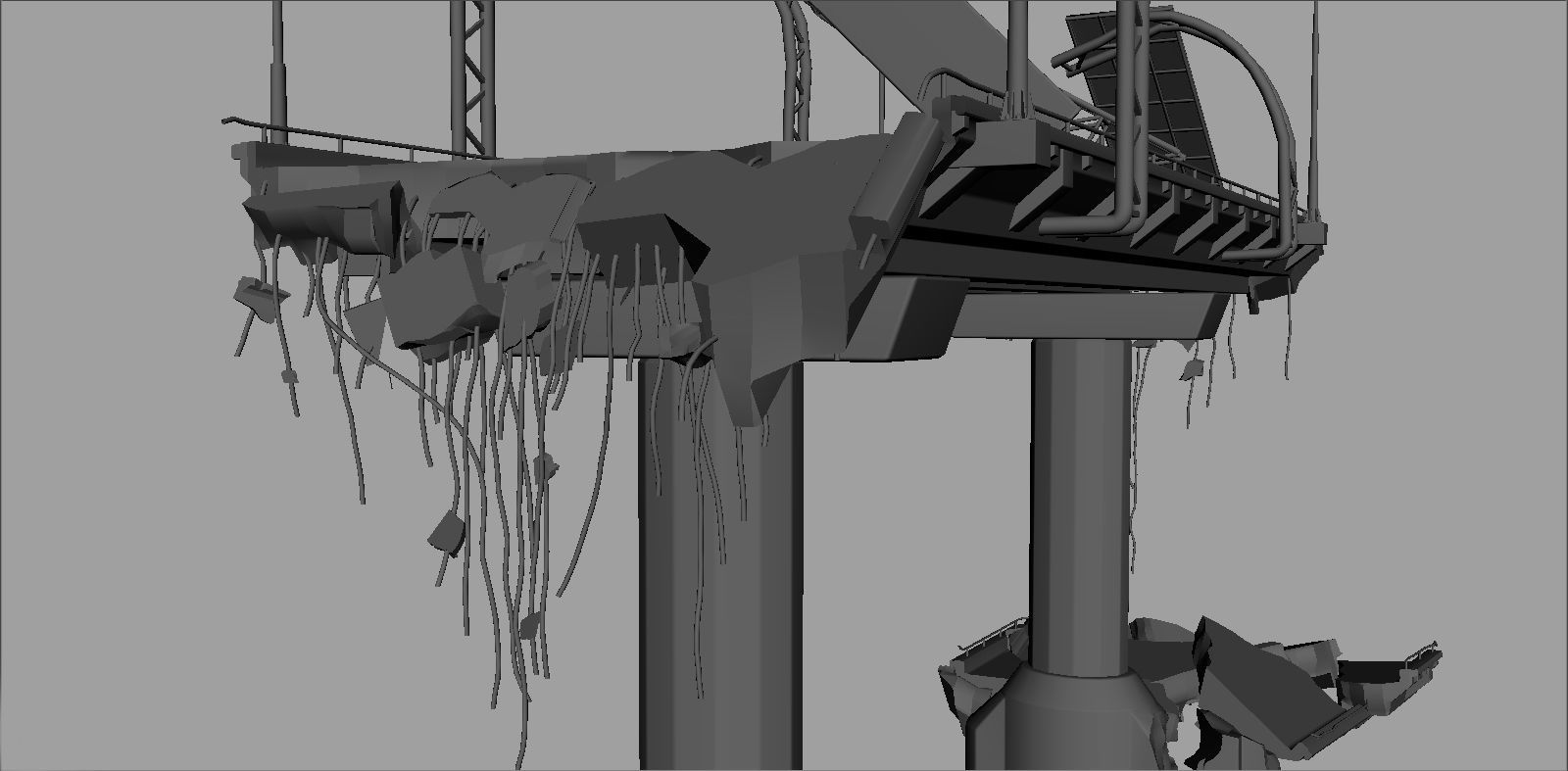 Broken Bridge Low-poly 3D model_13