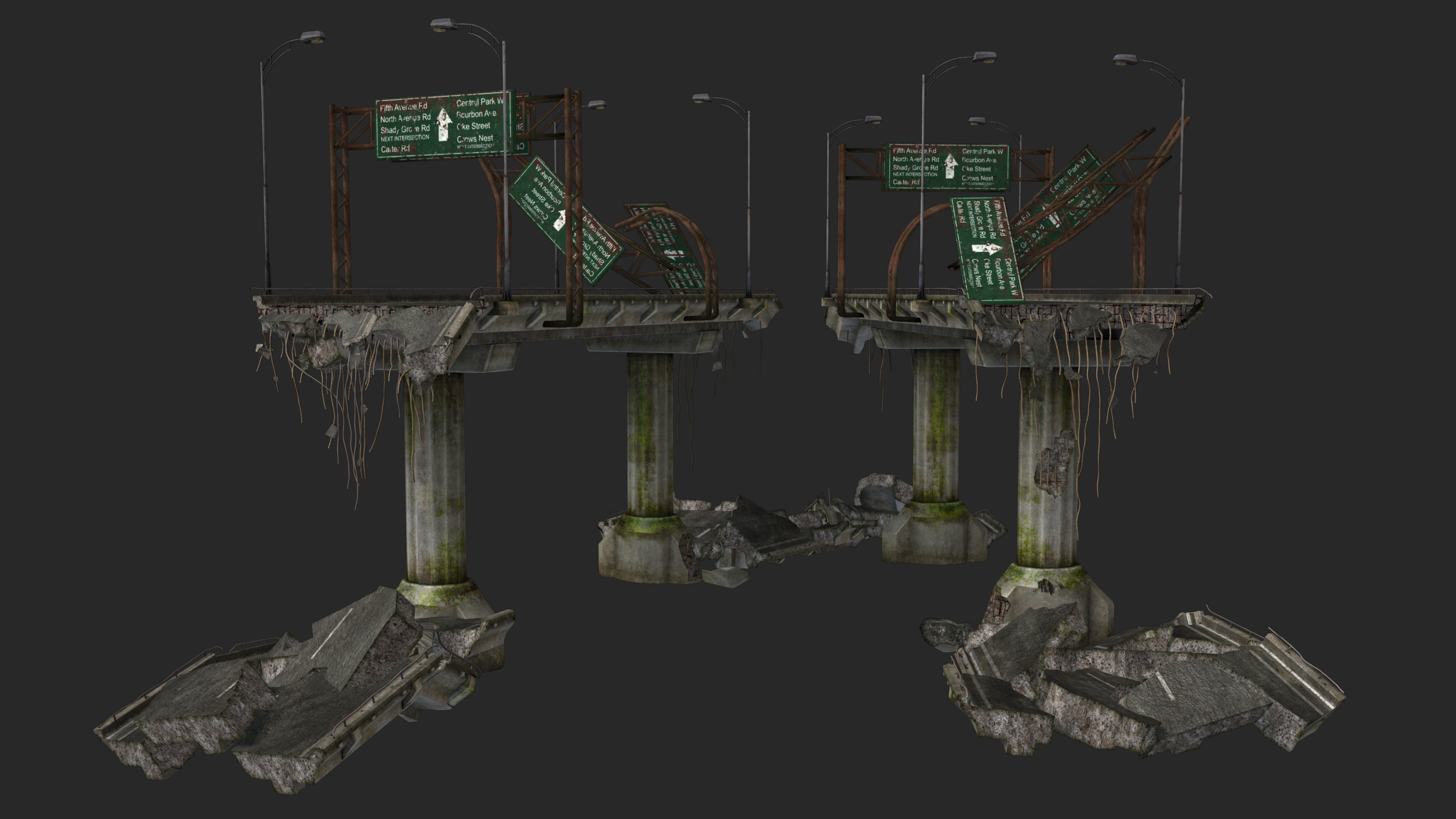 Broken Bridge Low-poly 3D model_2