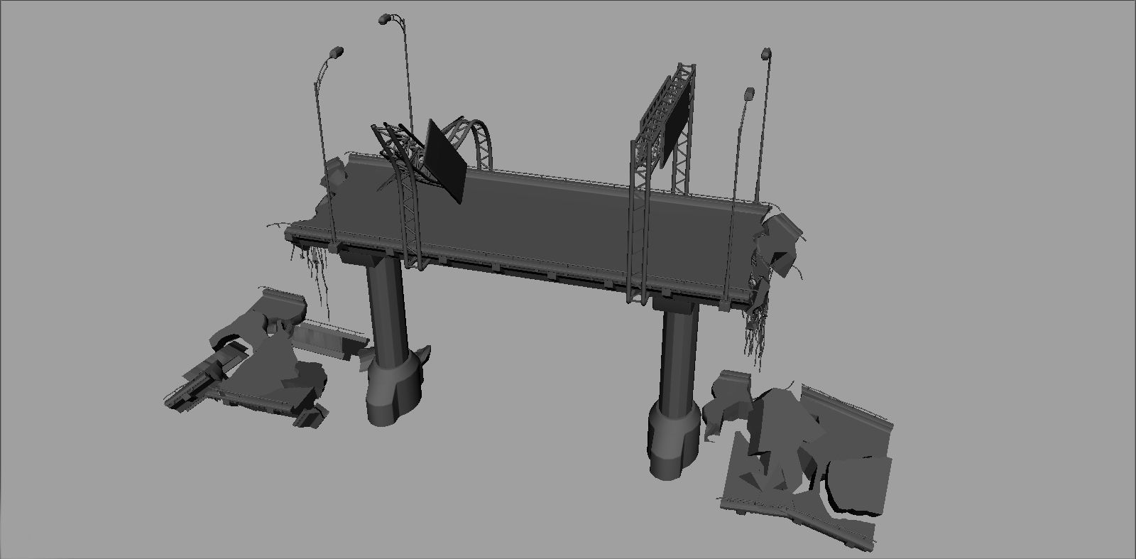 Broken Bridge Low-poly 3D model_25
