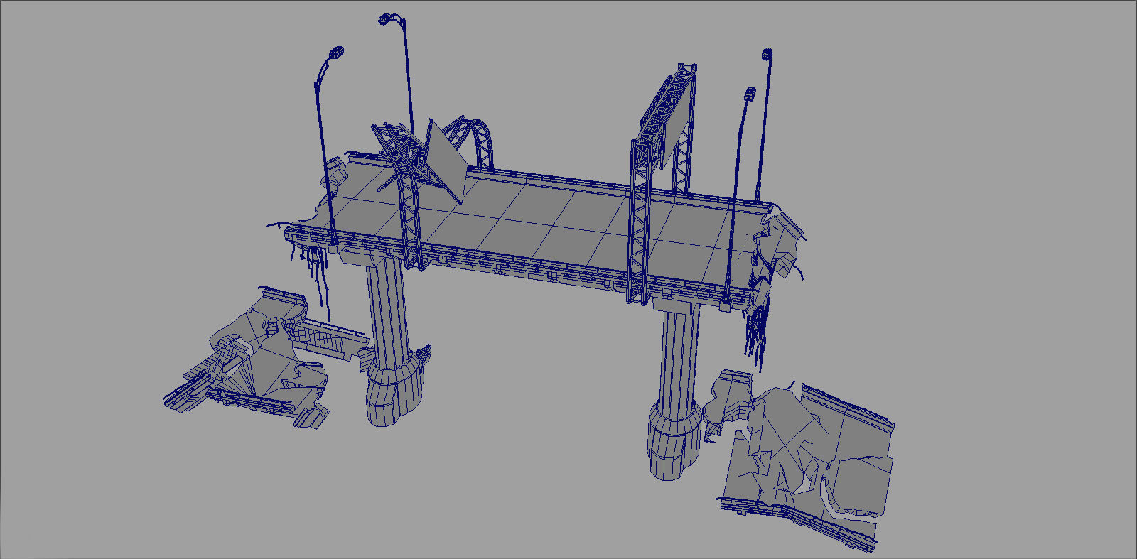 Broken Bridge Low-poly 3D model_24